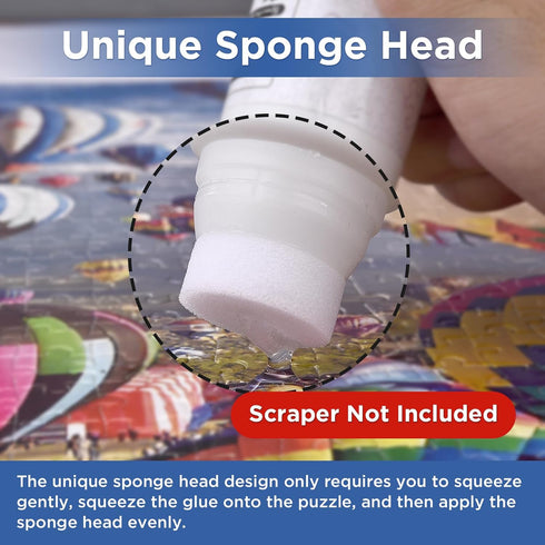 YAKAMOZ Updated Jigsaw Puzzle Glue with New Sponge Head for Adults and Children Clear Water-Soluble Special Craft Puzzle Glue Quick Dry for 1000/1500/3000 Pieces of Puzzle,120ML