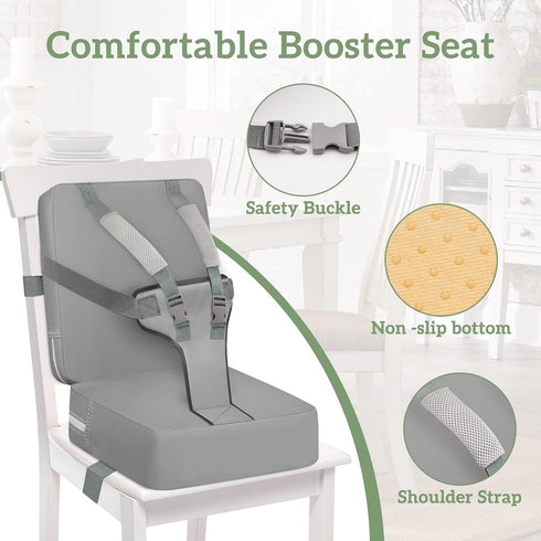 Booster Seat for Kitchen Chair, Toddler Harness Booster Seat Dining Table, Anti-Scratch Toddler Booster Seats for Table