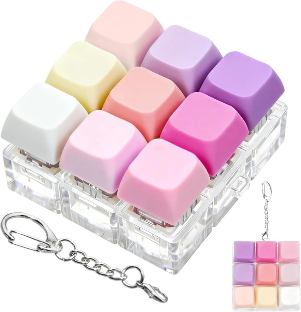 ILHSTY Keyboard Fidget Toy Clicker Fidget Keychain, 9-in-1 Stress Relief Desk Toys Decompression