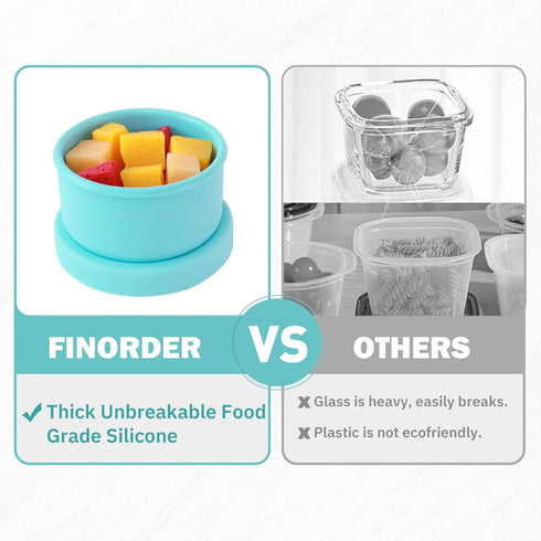 Set of 6 100% Silicone Baby Food Storage Containers - 5 oz Leak Proof Snack Containers with Airtight Lids