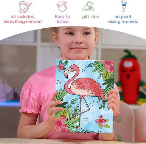 Paint By Numbers Kit for Kids and Adults, 3 Pack Pre Drawn Canvas, 8x10 Inch Framed Canvas with 24 Acrylic Paint Pot