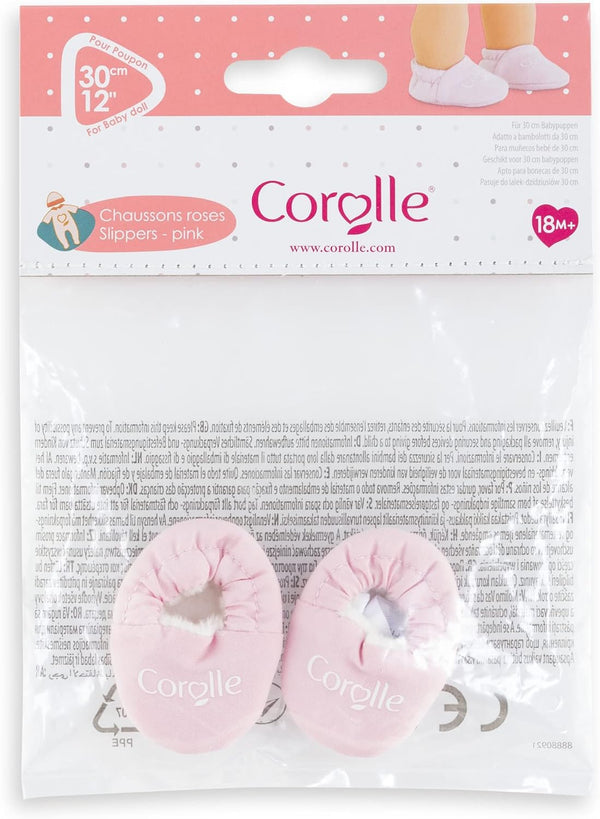 Corolle Baby Doll Pink Slippers Outfit Accessory for 12" Dolls, Mon Premier Poupon Clothing