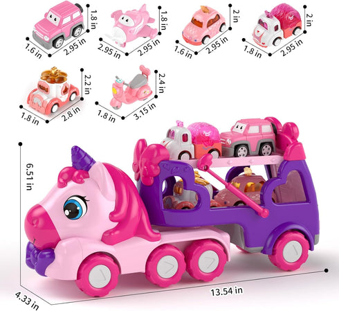 2 3 2-4, 7-in-1 1 2 3 usrela Girls Toys for Year Old, Toddler Girl Toys Age Carrier Truck with Light & Music, Truck