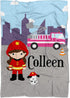 Fire Truck Blanket - Girl Firefighter Personalized Baby Name Blanket