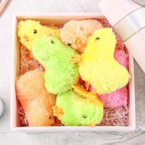 3 Otters 12PCS Wind Up Chick Toys, Colorful Jumping Plush Chicks for Kids Easter Party Favors
