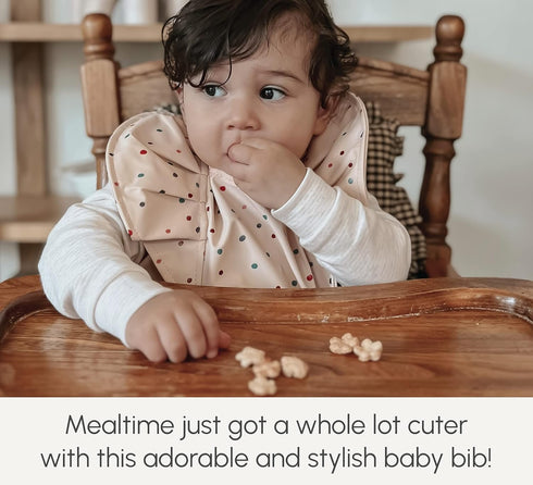 SMOOCH Extra Coverage Baby Bibs for Boys & Girls - Baby Feeding Supplies - Infant and Toddler Bibs, Smock, Waterproof Fabric bib, Fits Ages 6-24 Months (Taupe)