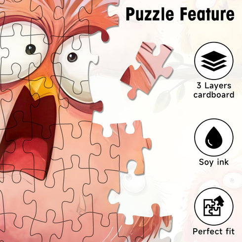 1000 6 22.8x22.8 Funny Birds Piece Puzzle for Adults, Puzzles with Letters on Back, Cute Cartoon Birds Pastel