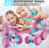2.4 360 6 7 8 9 10 11 12 QUNREDA RC Cars, Pink Remote Control Car for Girls, GHZ Double Sided RC Stunt Car Rotating