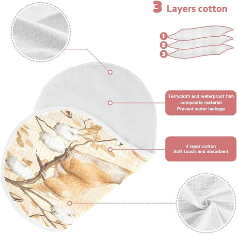 YETTASBIN Watercolor Deer Muslin Baby Burp Cloth, Super Soft Absorbent Cotton Burp Rag Baby Bibs Feeding Cloth