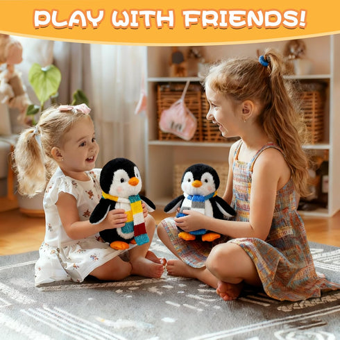 Bakalizoo 10'' Penguin Dolls with Scarf, Soft Stuffed Plush Animal Toys Plushies - Gifts for Kids Toddlers Birthday