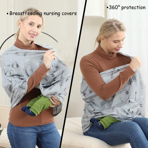 Multi-use Carseat Canopy Cover, Baby Car Seat Covers, Breastfeeding Cover (Grey Grove)