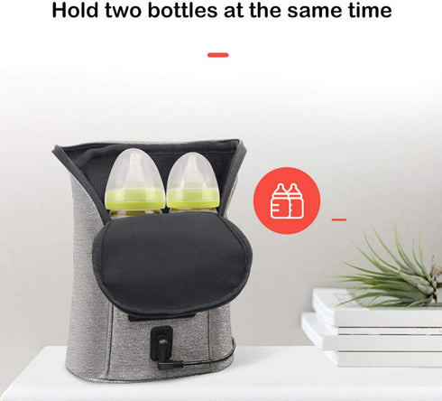 Missbee 7.87x3.15x9.06in Car Baby Bottle Warmer, Insulated Breastmilk Cooler Baby Bottle Warmer Bag, Outdoor Portable