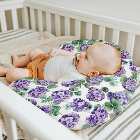 Purple Wildflowers Watercolor Baby Nursing Pillow Covers for Boy Girl Retro Hydrangea Floral Leaves Nursery Slipcovers