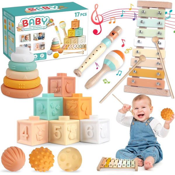 Wuzhineisn Baby Toys 6-12 Months Montessori Toys 6 in 1 Musical Instruments