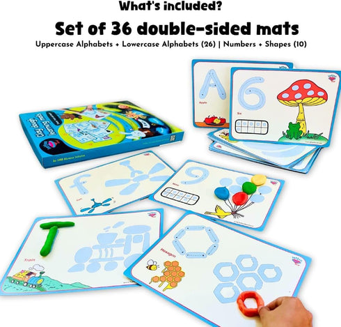 36 2, 3, 4, 5 Alphabet & Number Playdough Mat for Letter Tracing | Activity Card for Clay, Playdoh, Marker | Learn