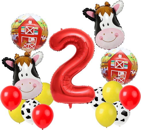 Cow Balloons for 2nd Birthday Party Decorations | Large Number 2 Balloon | Cow Print Barnyard Balloon Supplies