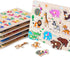 6 Pack Set 3 4 5 GRINNNIE Wooden Peg Puzzle for Toddlers, Toddler Puzzles for Years Old (Alphabet Number Shape Animal