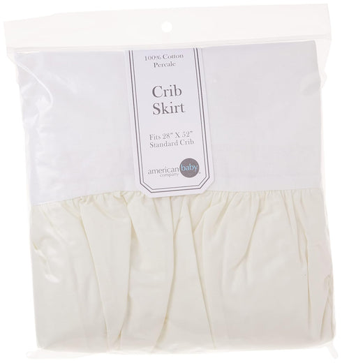 100% 52"L 28"W 13.5" American Baby Company Natural Cotton Percale Ruffled Crib Skirt, Cream, x +