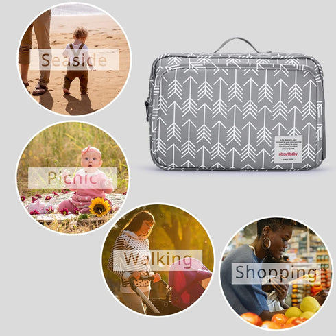 Universal Stroller Caddy Accessories, All-in-One Baby Organizer with Insulated Pocket for Diapers, Toys & Snacks