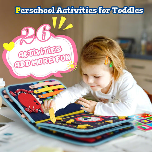 Lercaii Toddler Busy Board Book Montessori Toys,Sensory Book Educational Activities for Learning Fine Motor Skills