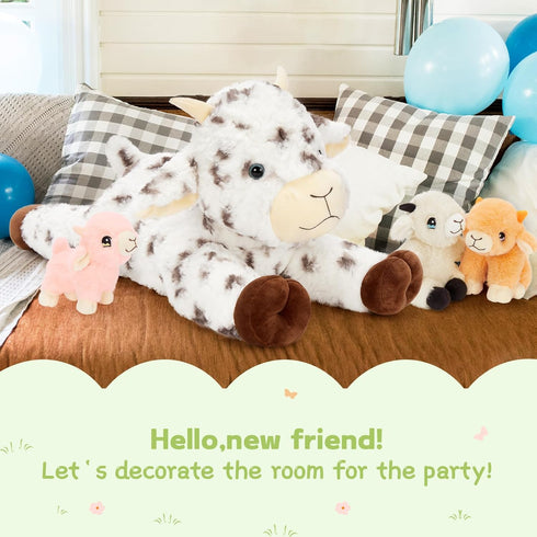 Sets, 22 Inch Mommy 3 Tummy,Soft 4Pcs Tezituor Large Lamb Stuffed Animal Toys Spot Lamb Plush with Cute Babies