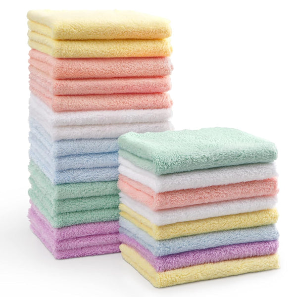 HOMEXCEL Baby Washcloths 24 Pack, Microfiber Coral Fleece Baby Bath Face Towel, Extra Absorbent and Soft
