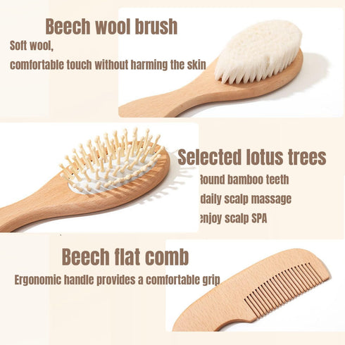 XFYSDIY Set Set Personalized Baby Hair Brush and Comb for Newborn, Custom Wooden Toddler Hair Brush with Soft Goat