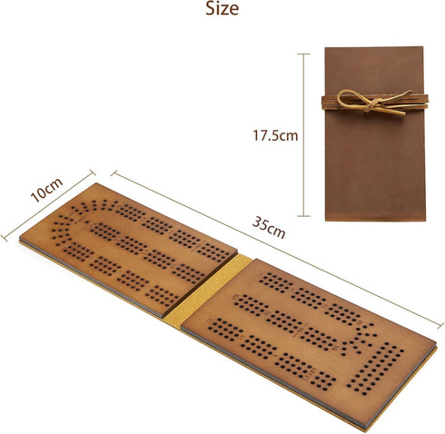 Jeereal (Bamboo|3 Travel Cribbage Board Game Leather & Solid Bambo-Wood Pocket Sized Tiny Card Game Board Tracks)