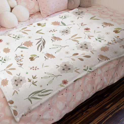 Baby Boho Floral Receiving Blanket 30x40 - Soft Flannel Swaddle Blanket for Boys Girls with Greenery Flowers Leaves