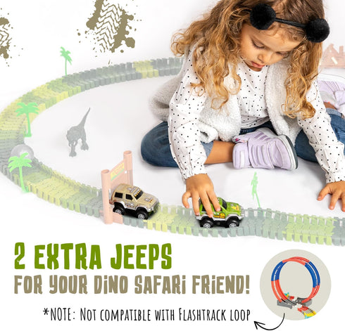 JITTERYGIT Replacement Cars for Tracks, Extra Race Car Accessories for Dinosaur Race Track, 2 Jeeps Pack