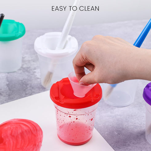 BigOtters 20PCS Painting Brushes Set for Kids, 10PCS No Spill Paint Cups with Lid, Toddler Paint Brushes for Art