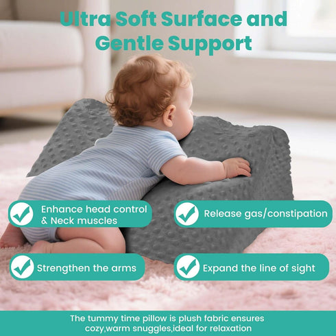 Tummy Baby Time Prop for Neck and Shoulder Strength Growth, Memory Foam Nursery Support for Infant Baby Washable
