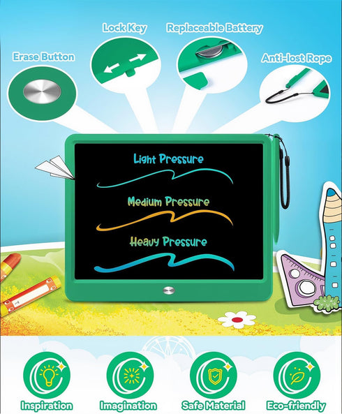 15 Inch 3 4 5 6 7 8 KOKODI LCD Writing Tablet with Anti-Lost Stylus, Erasable Doodle Board Colorful Toddler Drawing