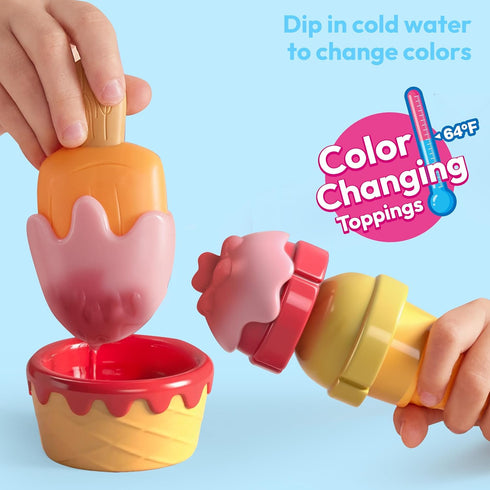 lalalark 3+ Ice Cream Color Changing Play Food Pretend Toy for Role Play, Play Kitchen Accessories, Preschool Birthday