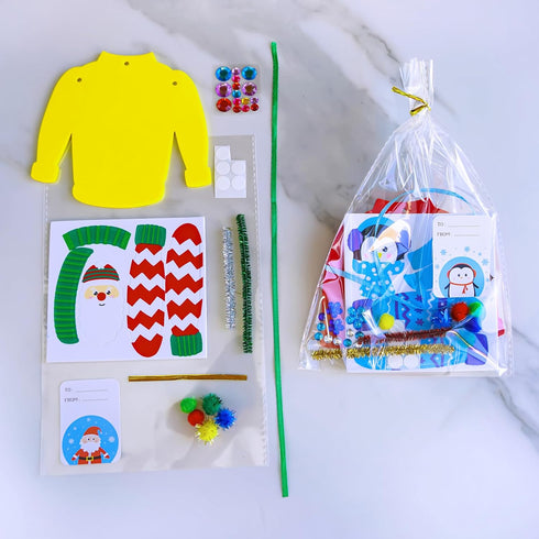 24 Sets Winlyn Christmas Craft Kits Winter Crafts DIY Ugly Sweater Ornaments Decorations Festive Foam Stickers