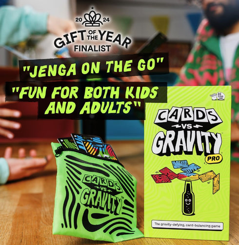 Cards Vs Gravity Pro, Travel Bag and Extra Cards Included, Fun Family Game for 2-8 Players