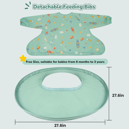 RICHER HOUSE Food Catcher for for Stokke Tripp Trapp High Chair, Coverall Baby Feeding Bib, Long Sleeves Eating Bib