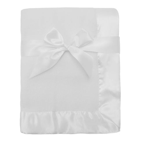 TL Care Fleece Blanket with Silk-Like Satin Trim, Soft & Cozy, White, 30" x 40" for Boys & Girls