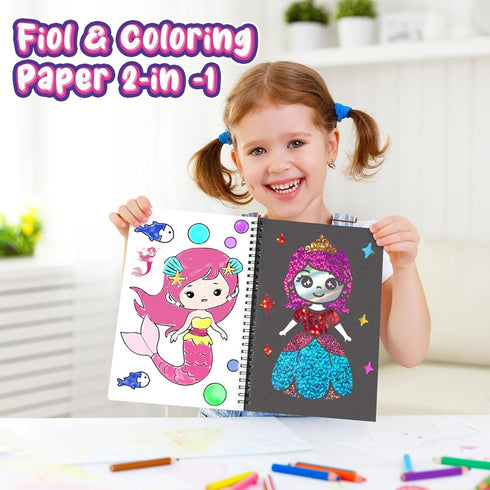 Art & Craft Activity,Foil Fun Dress Up DIY Art Kits,No Mess Creative Foil Art Kits Set Drawing Game for Kids,Birthday Gifts Crafts Supplies Kits Travel Toys for Girls Boys Ages 4 5 6 7 8 9 Year Old by Jectivs