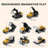 Alloy Mini Construction Vehicles, 8Pcs Die-cast Set, Excavators, Mixer Truck, Bulldozers, Pull Back Toys for Kids