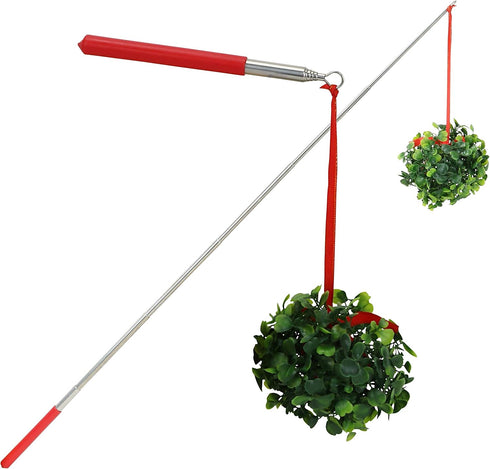 Iconikal 2-Pack Extendable Mistletoe-On-A-Stick - Funny Christmas Gag Gift Photo Booth Prop
