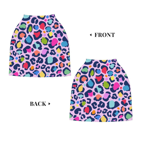 Schgap Rainbow Leopard Car Seat Covers for Baby, Nursing Cover Breastfeeding Baby Carrier Cover Stretchy Carseat Canopy