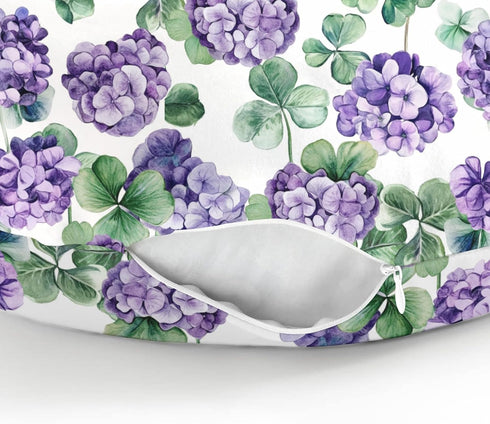 Purple Wildflowers Watercolor Baby Nursing Pillow Covers for Boy Girl Retro Hydrangea Floral Leaves Nursery Slipcovers