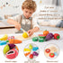 34Pcs Sets Set 3+ Wooden Play Food for Toddlers - Velcro Fruit and Veggies with Basket & Chopping Board, Play Food