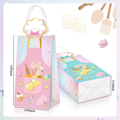 Liliful 16 Pcs Baking Party Favors Little Bakers Gift Bags with Handles, Bakery Pattern Goodie Bags for Kids & Adults