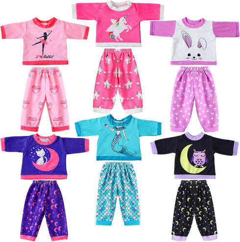 Fourluoo 6 Sets Baby Dolls Clothes 18 Inch Reborn Baby Doll Outfit Accessories