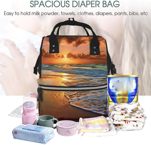HCBPWVQA Backpack Daypacks Backpack Mommy Evening Beach Sea Water Diaper Bag with Changing Pad and Pacifier Holder