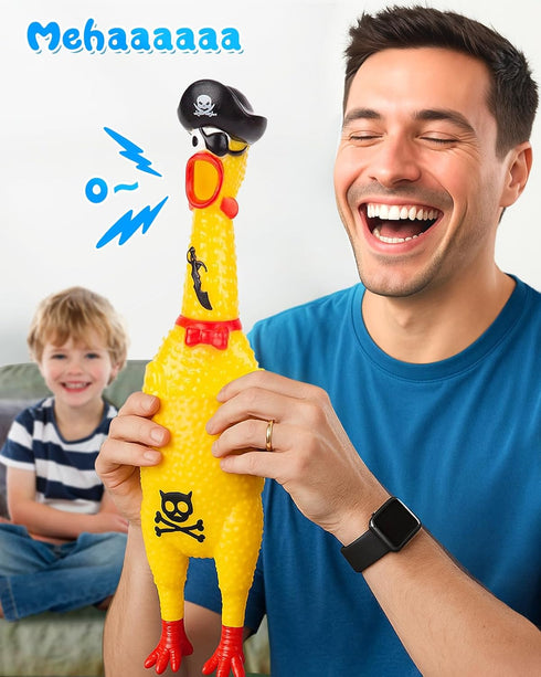 12" (1-Pack) Swooflia Giant Rubber Chicken That Squeak - Screaming Chicken Squeaky Toy, Plastic Squawking Prank