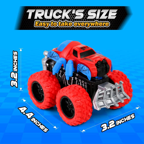 6 Pack 3-5 4-7 Gloween Monster Truck Toys for Kids, Friction Powered Push and Go Cars, Great Christmas Birthday Party