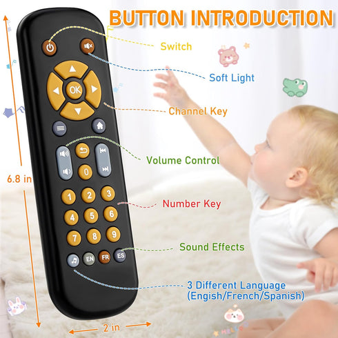 6 3 6 12 18 Avkast Baby TV Remote Control Toy Month+, Toddler Realistic Remote Toy with Sound and Light, Early